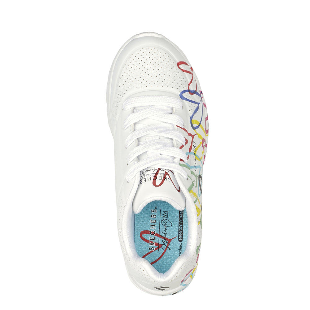 Sneakers Skechers Uno Lite - Spread The Love Bambina - Bianco